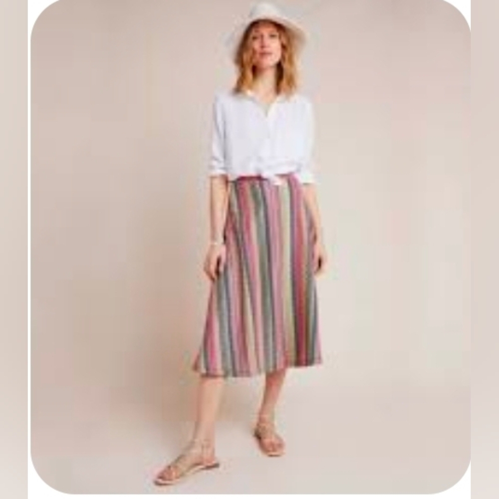 Maeve Arely Knit Midi Skirt Multicolor Striped Size Small Antropology